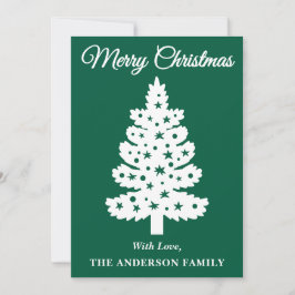 Cartão De Festividades Árvore de Natal de Script Manuscrito Verde