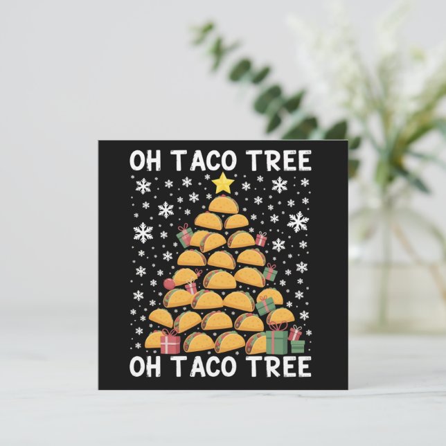 Cartão De Festividades Árvore de Natal de Tacos Engraçado Natal Foodie Me (Em pé/Frente)