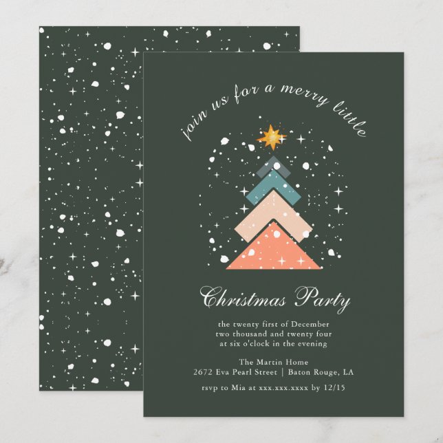 Cartão De Festividades Árvore de Natal de Tendência Moderna (Frente/Verso)