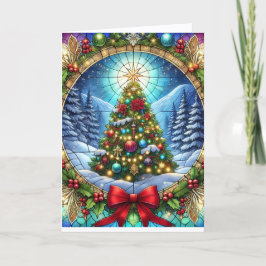 Cartão De Festividades Árvore de Natal de Vidro Pintado