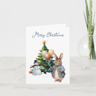 Cartão De Festividades Árvore de Natal do coelho clássico