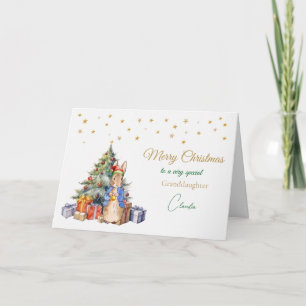 Cartão De Festividades Árvore de Natal do coelho clássico Feliz Natal