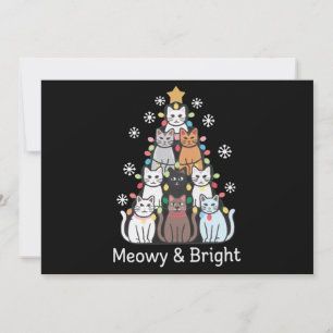 Cartão De Festividades Árvore de Natal dos Gatos Meowy Brilhante Natal Fo
