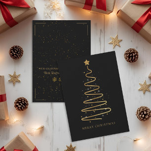 Cartão De Festividades Árvore de Natal Dourada e Elegante Corporativa
