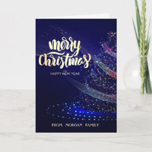Cartão De Festividades Árvore de Natal Elegante,Azul