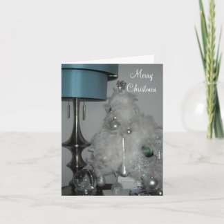 Cartão De Festividades Árvore de Natal elegante da pena branca