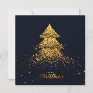 Cartão De Festividades Árvore de Natal elegante dourada brilhante