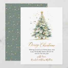 Cartão De Festividades Árvore de Natal Elegante Script Não Fotográfico Na