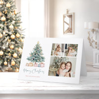 Árvore de Natal em Aquarela Caligrafia Três Fotos