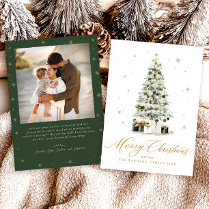 Cartão De Festividades Árvore de Natal em Aquarela Elegante
