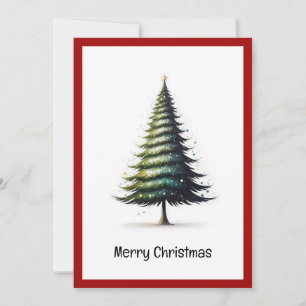 Cartão De Festividades Árvore de Natal em aquarela elegante não foto