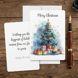Cartão De Festividades Árvore de Natal em Aquarela Personalizável