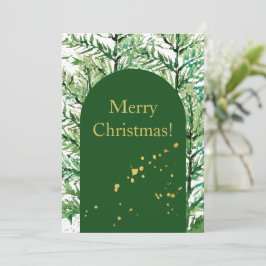 Cartão De Festividades Árvore de Natal em Arte de Aquarela