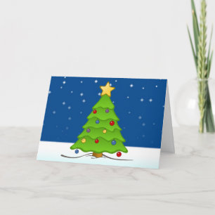 Cartão De Festividades Árvore de Natal em Neve