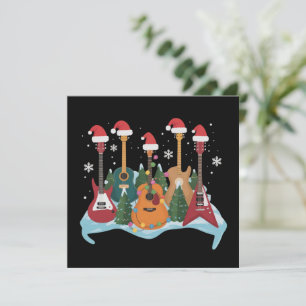 Cartão De Festividades Árvore de Natal engraçada de guitarra retrô Férias