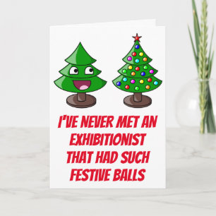 Cartão De Festividades Árvore de Natal Engraçado - Bolas Festivas