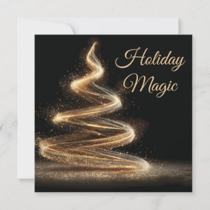 Cartão De Festividades Árvore de Natal Espiral Dourada Elegante