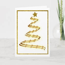 Cartão De Festividades Árvore de Natal Estrelas Abstratas em Ouro Persona