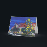 Cartão De Festividades Árvore de Natal exterior 1904 do mundo primeira<br><div class="desc">O mundo elétrico-iluminado primeiramente, árvore de Natal exterior foi inventado perto de San Diego, CA - na estância balnear, o hotel Del Coronado em 1904. Até esse tempo, as árvores de Natal internas foram iluminadas pelas velas, que eram substituídas com as cordas elétricas novas das luzes. Uma mulher de San...</div>