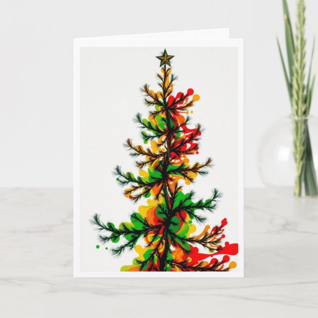 Cartão De Festividades Árvore de Natal Festiva (Frente)