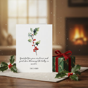 Cartão De Festividades ÁRVORE DE NATAL FLOR DE NATAL DEZEMBRO EM Aquarela