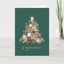 Cartão De Festividades Árvore de Natal Floral Elegante
