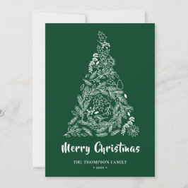 Cartão De Festividades Árvore de Natal Floral |Poinsettia Pine Bough Gree