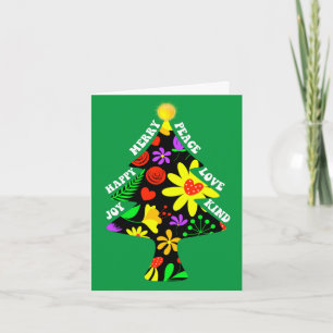 Cartão De Festividades Árvore de Natal Floral Retro Personalizada