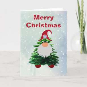 Cartão De Festividades Árvore de Natal Gnomo, Feliz Natal