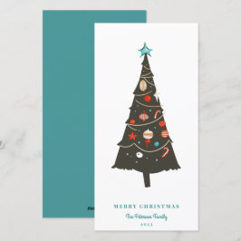 Cartão De Festividades Árvore de Natal Ilustrada Moderna do século médio