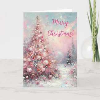 Cartão De Festividades Árvore de Natal Impressionista Branca