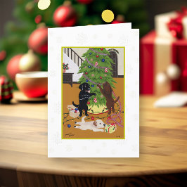 Cartão De Festividades Árvore de Natal Labradores Snowflakes