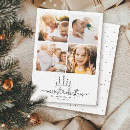 Cartão De Festividades Árvore de Natal Mais Alegre Colagem de Fotos Moder