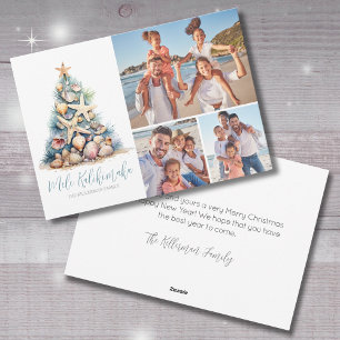Cartão De Festividades Árvore de Natal Mele Kalikimaka Praia Foto