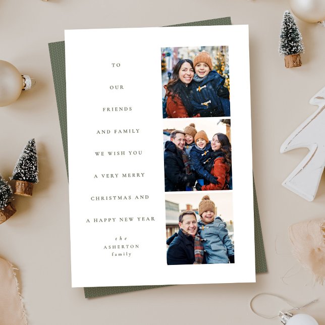 Cartão De Festividades Árvore de Natal mínima moderna - três fotos (Criador carregado)