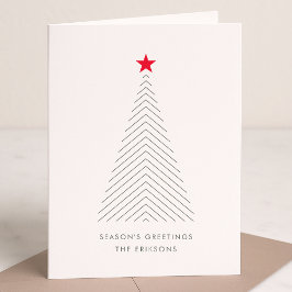 Cartão De Festividades Árvore de Natal mínima | Red Star Clean Simple