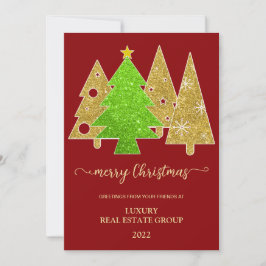 Cartão De Festividades Árvore de Natal | Minimalista | Presente com brilh