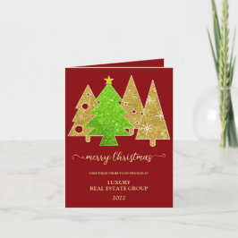 Cartão De Festividades Árvore de Natal | Minimalista | Presente com brilh