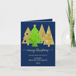 Cartão De Festividades Árvore de Natal | Minimalista | Presente com glitt