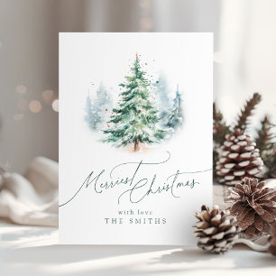 Cartão De Festividades Árvore de Natal Modern Script Mais Alegre