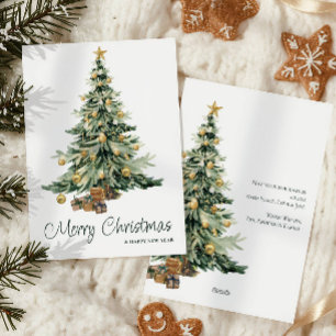 Cartão De Festividades Árvore de Natal Moderna de Trendy Watercolor
