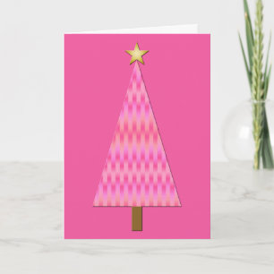 Cartão De Festividades Árvore de Natal moderna do Coral Pink Ombre