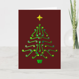 Cartão De Festividades Árvore de Natal moderna incomum da arte do pixel