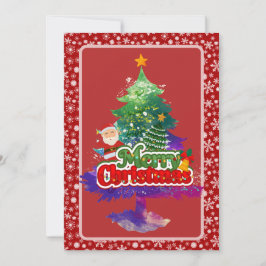 Cartão De Festividades Árvore de Natal Moderna Pintura Colorida