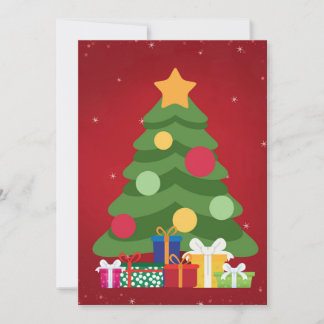 Cartão De Festividades Árvore de Natal Moderna Presentes Coloridos e Estr