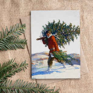 Cartão De Festividades Árvore de Natal   N.C. Wyeth