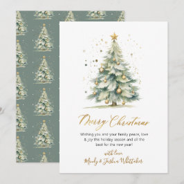 Cartão De Festividades Árvore de Natal Não Fotográfica do Script Dourado 