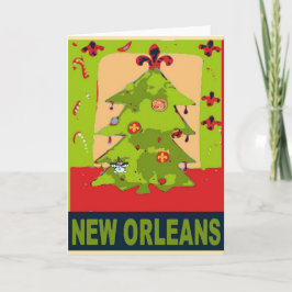 Cartão De Festividades Árvore de Natal New Orleans Snowman