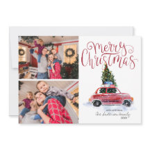Árvore de Natal no Carro Vermelho Vintage | Colage