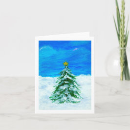 Cartão De Festividades Árvore de Natal - Paisagem de inverno - Neve